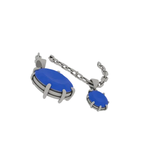 Sapphire Necklace render detail 3D model, top-down studio render, highlighting necklace form and finish detail.