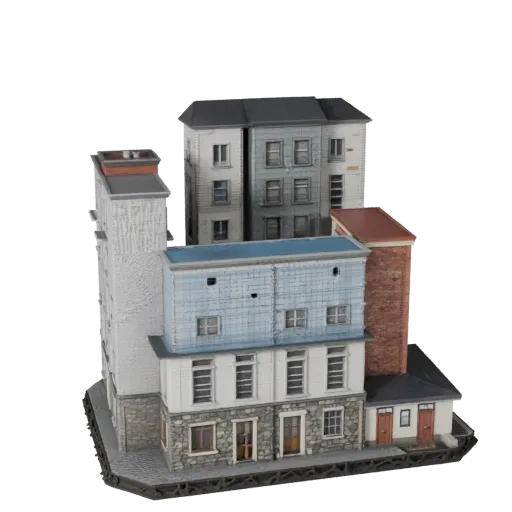 City Building Kit Unreal Engine-ready 3D model, Unreal Engine viewport, showing modular building kit materials and architectural detail