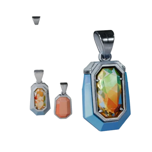 Gemstone Pendant game ready 3D model, turntable hero render, with calibrated pendant silhouette and material reads.