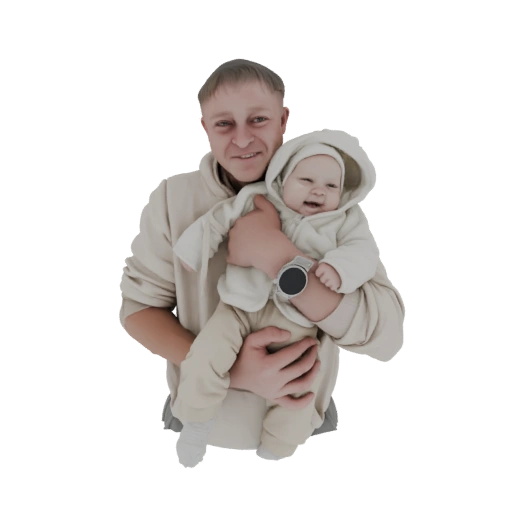 Father Holding Baby 3D Model