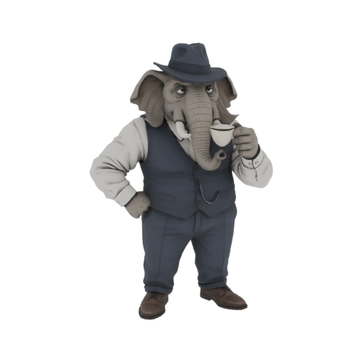 Dapper Elephant Gentleman with Pipe