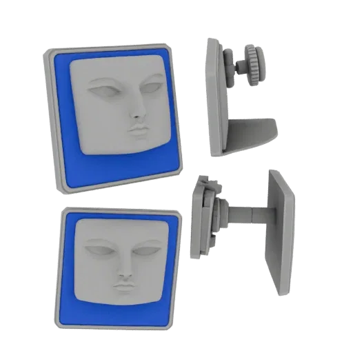 Square Shirt Stud render detail 3D model, top-down studio render, highlighting cufflink form and finish detail.