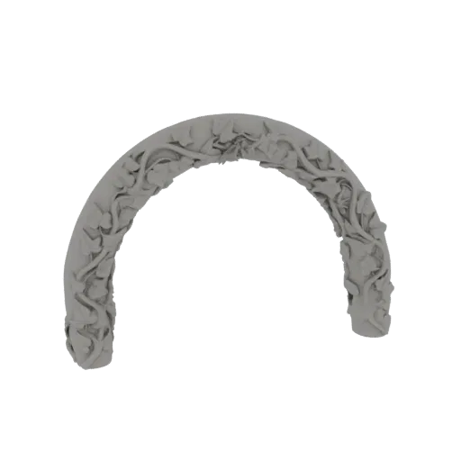 3D model of a semi-circular Grecian archway with detailed carvings of leaves and vines.