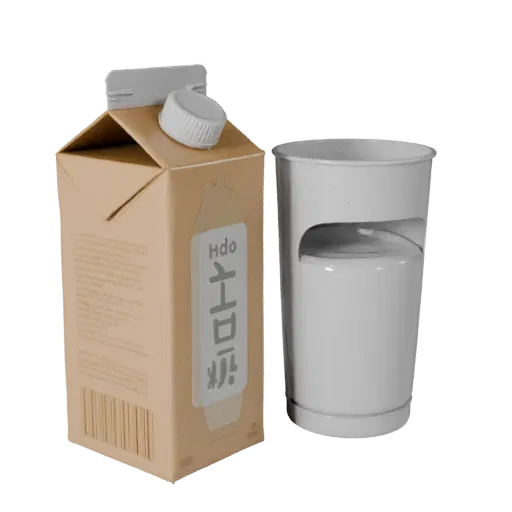 Snack Milk Carton Realistic 3D model, three-quarter studio render, showing cardboard, package massing.