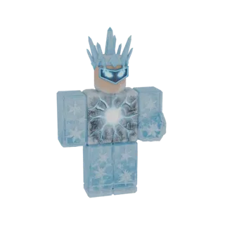 3D model of an Ice King Warrior with glowing blue eyes, ice armor, and a crown of ice shards, set against a white background.