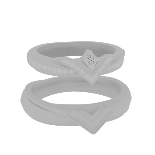 V-Shaped Engagement Ring Set