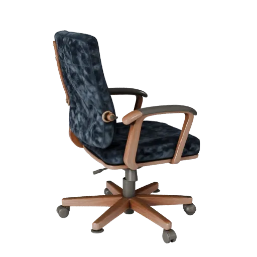 Velvet Office Chair render detail 3D model, top-down studio render, with clean topology and PBR shading on the seat.