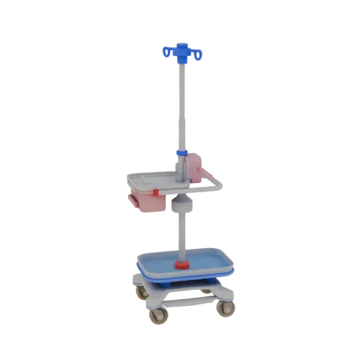 Emergency IV Stand Printable 3D model, isometric STL render, showing painted metal, clinical silhouette.