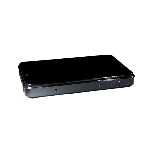 Compact Tablet Phone Stylized 3D model, stylized isometric render, showing glass screens, thin device proportions.