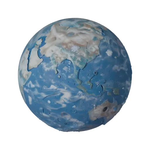 Gas Giant Dwarf Planet Stylized 3D model, stylized isometric render, showing rock, spherical body scale.