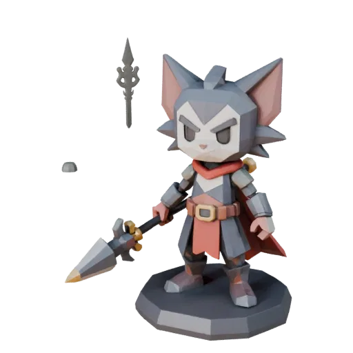 Mascot Animal Figurine low poly 3D model preview showing pose, three-quarter game view and surface detail