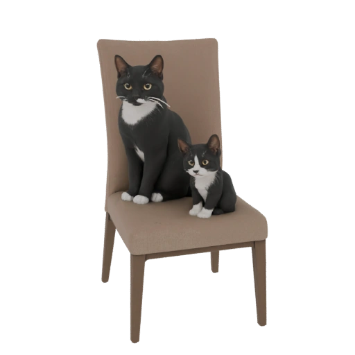 Tuxedo Cat Family on Chair