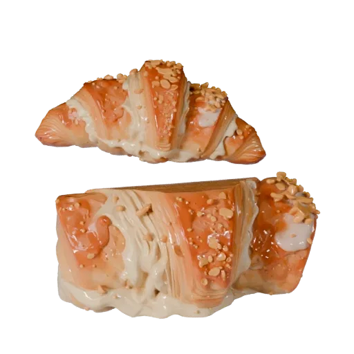 Croissant Realistic 3D model, three-quarter studio render, showing cream, sweet food silhouette.
