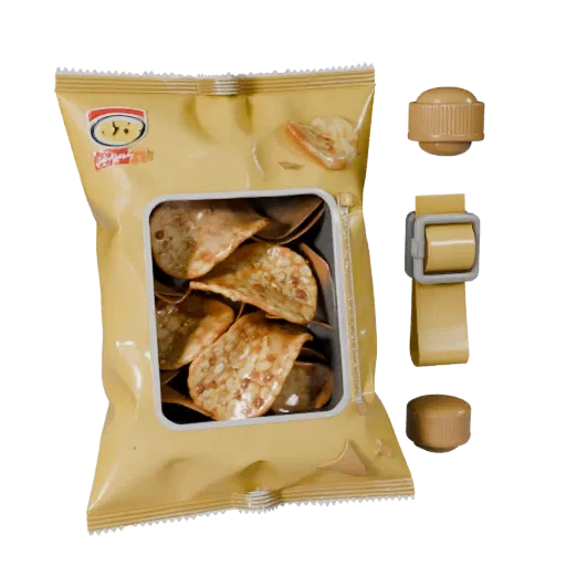 Snack Chip Bag High Poly 3D model, close-up studio render, showing cardboard, package massing.