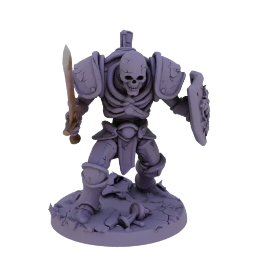 Dark Fantasy Skeleton Warrior Rush Miniature STL, Drei-Viertel-Tabletop-Rendering, harzdruckbare Gegner-Miniatur mit Schwert,