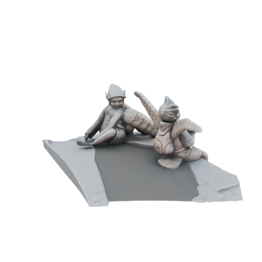 Gnome and Dragonling on a Rocky Outcrop