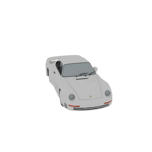 White Porsche 959 Sports Car 3D Model