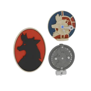 Gold Animal Motif Cameo Brooch 3D model, three-quarter front view, AR viewer studio render, gold finish.