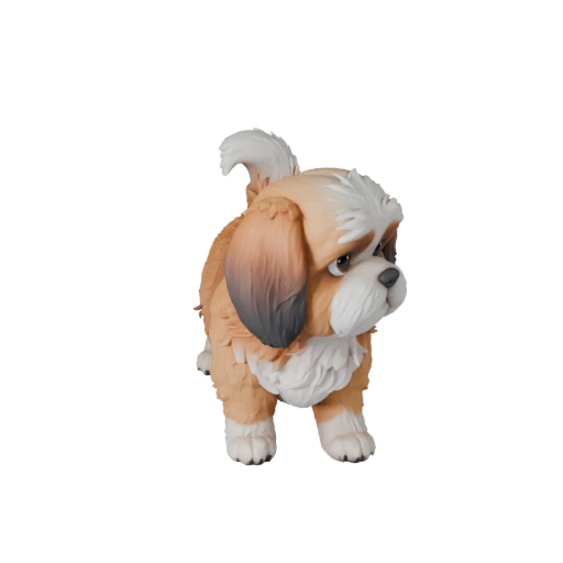 Modello 3D Cane Shih Tzu Cartone Animato - Asset Stilizzato per Animazione