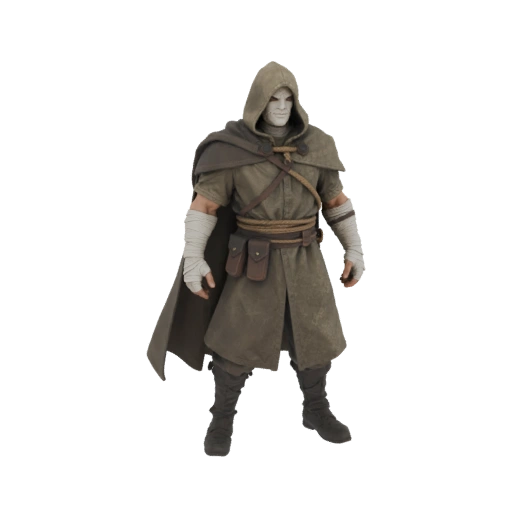 Hooded character with bandages
