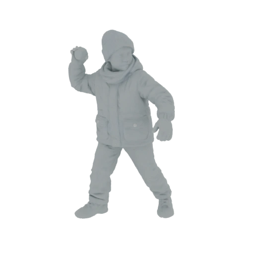 Child Throwing Snowball 3D Model