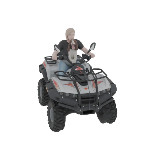 ATV Rider with Dog 3D Model