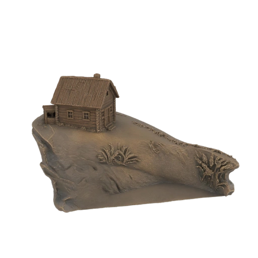 Rustic Log Cabin on a Cliff Diorama