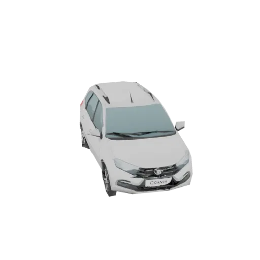 3D model of a white Lada Granta station wagon, viewed from a slightly elevated front-right angle.