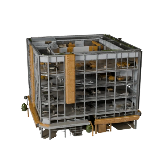 Modelo 3D de Edificio de Oficinas Coworking - Activo Realista de Archviz