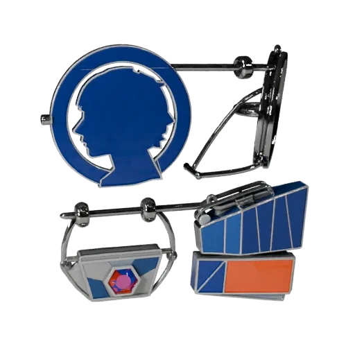 Geometric Lapel Pin game ready 3D model, side view studio render, with calibrated brooch silhouette and material reads.