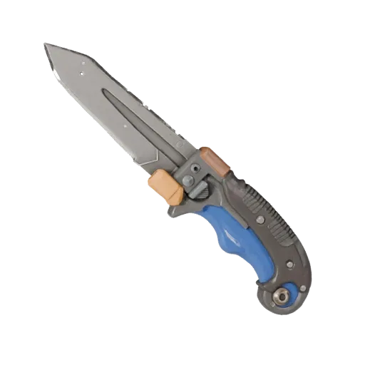 Heavy Duty Utility Knife Stylized 3D model, stylized isometric render, showing painted metal, clear grip zones.