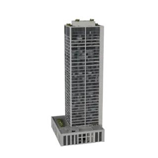 Luxury Skyscraper Tower Unreal Engine-ready 3D model, Unreal Engine viewport, showing commercial office building materials an