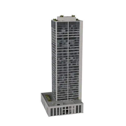 Luxury Skyscraper Tower Unreal Engine-ready 3D model, Unreal Engine viewport, showing commercial office building materials and architectural detail