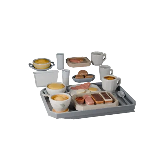 Breakfast Charcuterie Board Printable 3D model, isometric STL render, showing ceramic, arranged serving layout.