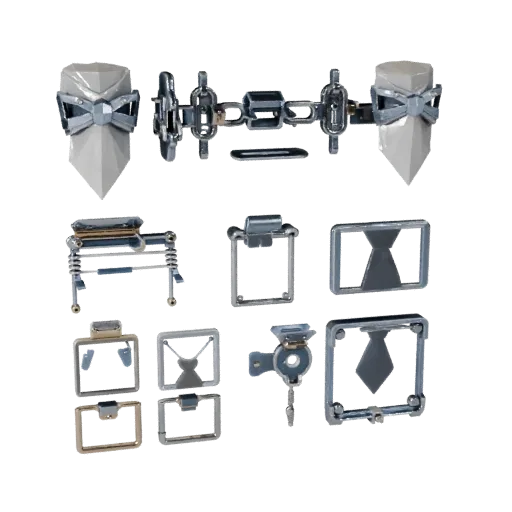 Square Tie Clip game ready 3D model, perspective studio render, highlighting cufflink seams, edges, and finish layers.