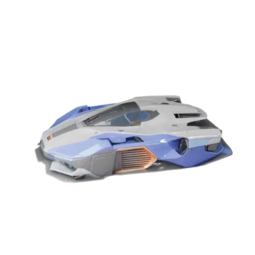 Modelo 3D de coche volador listo para juegos, vista de estudio a tres cuartos, activo de vehículo listo para producción con p