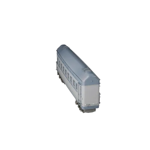 Personenzug 3D-Modell, Drei-Viertel-Spiel-Viewport, Unity-fertiges Fahrzeug-Asset mit schienenbereitem Profil, Drehgestellabs