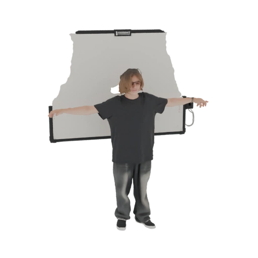 Teenager in T-Pose with Whiteboard