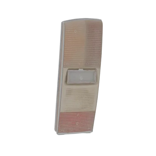 3D model of a car tail light assembly, showing the clear lens with internal reflectors and a white housing against a black ba