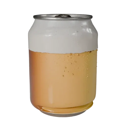 Beer Can scene ready 3D model, turntable hero render, showing drink silhouette and surface contrast.