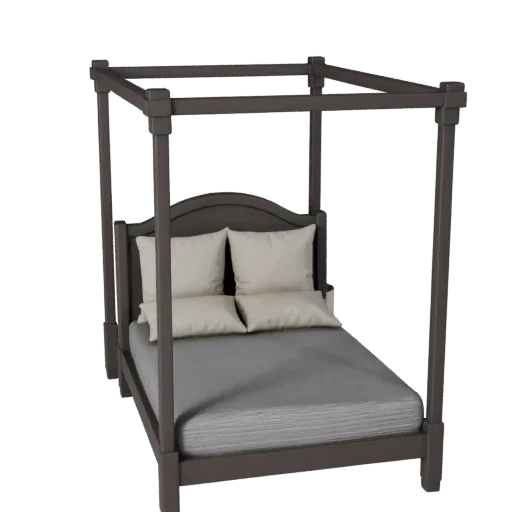 Canopy Daybed 3D model, bedroom, three-quarter front view, Unreal Engine viewport, fabric detail.