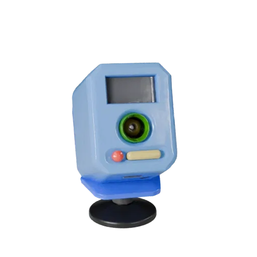 Rgb Webcam Low Poly 3D model, game viewport three-quarter view, showing plastic shells, desktop scale.