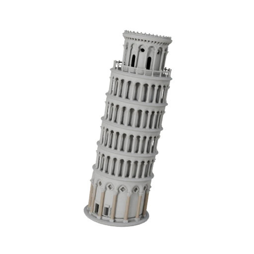 Modelo 3D de la Torre Inclinada de Pisa Poligonal Bajo para Juegos y RV