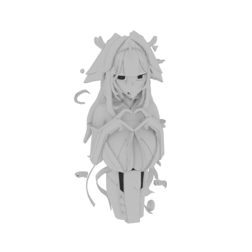 Anime Girl Heart Hands 3D Model