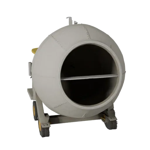 Site Safety Concrete Mixer Product Viz 3D model, three-quarter studio product render, showing concrete, form detail.