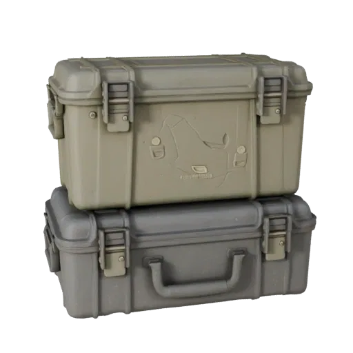 Military Style Ammo Case Realistic 3D model, three-quarter studio render, showing plastic, usable openings.