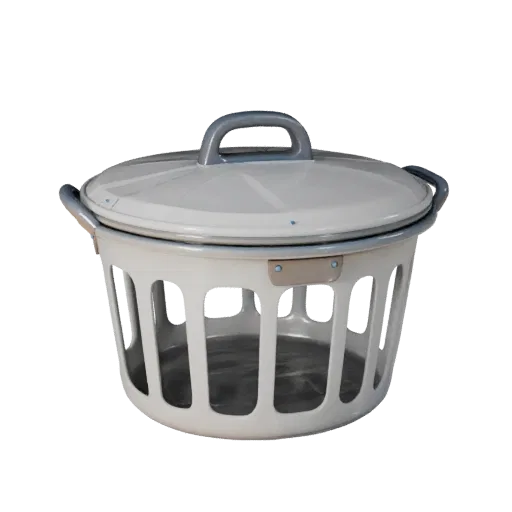 Minimal Laundry Basket High Poly 3D model, close-up studio render, showing ceramic, recognizable everyday shapes.