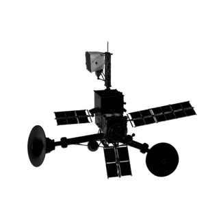 Navigation Orbital Telescope 3D model, three-quarter front view, Unreal Engine viewport, showing detail and scale.