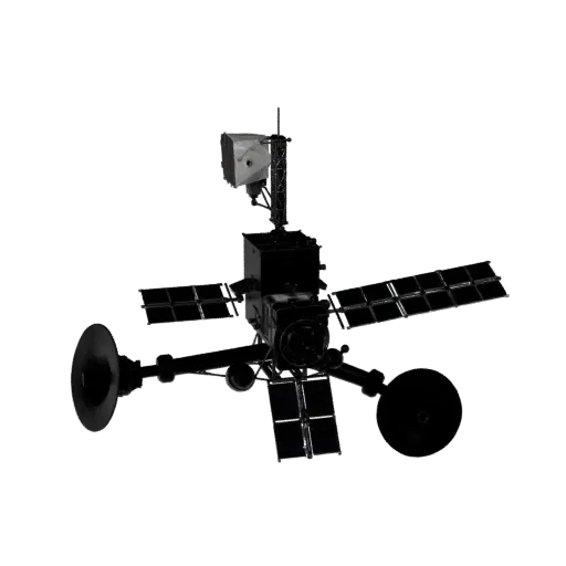 Modelo 3D Telescopio Orbital de Navegación, vista frontal tres cuartos, viewport de Unreal Engine, mostrando detalle y escala