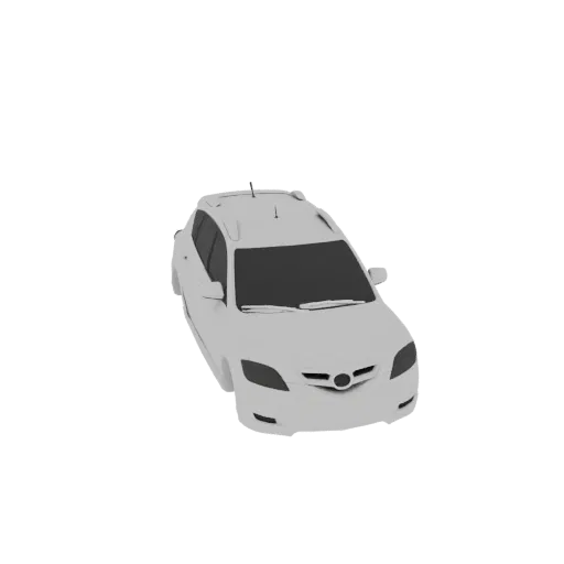 A 3D model render of a white SUV, viewed from a slightly elevated front-right angle against a white background.